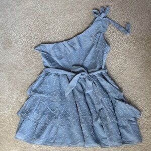 Showpo One-Shoulder Dress in Soft Blue